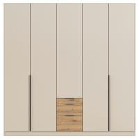 Drehtürenschrank mit Schubladen 226cm Alabama Super Champagner - Champagner/Eichefarben, MODERN, Holzwerkstoff (226/229/54cm)