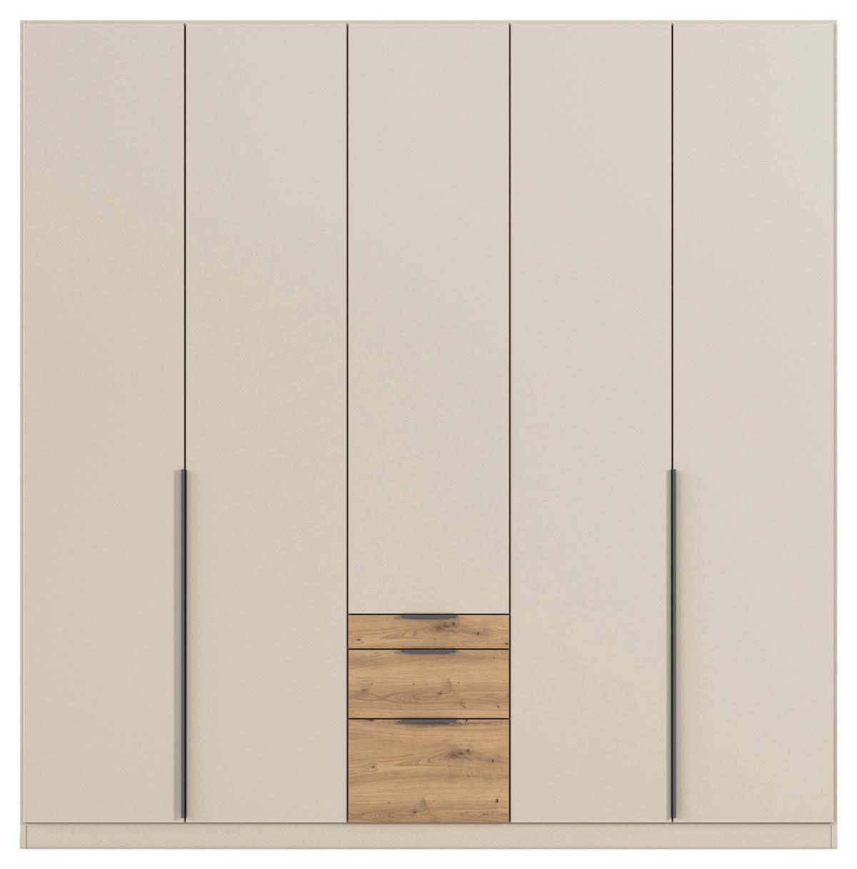 Drehtürenschrank mit Schubladen 226cm Alabama Super Champagner - Champagner/Eichefarben, MODERN, Holzwerkstoff (226/229/54cm)