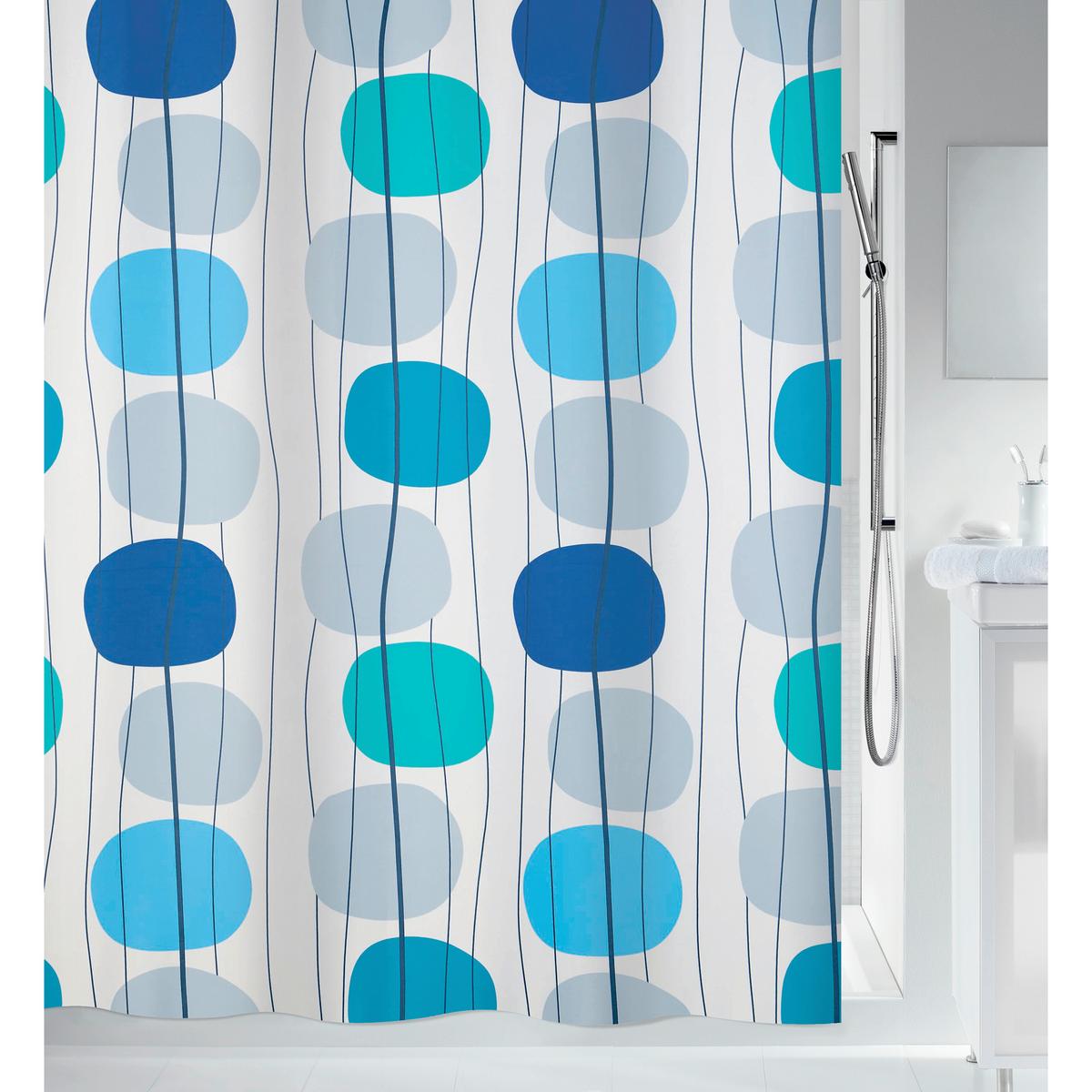 Duschvorhang in Blau Textil/Mischgewebe - Blau, Basics, Textil (180/200cm) - Spirella