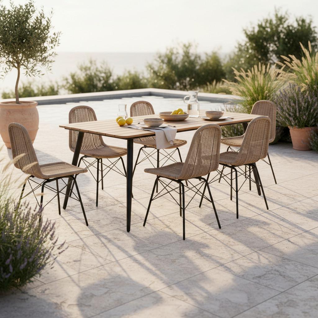 Záhradná súprava ZOPHIA - sivá/prírodná farba, Modern, kov/plast (180/74/90cm) - Bessagi Garden