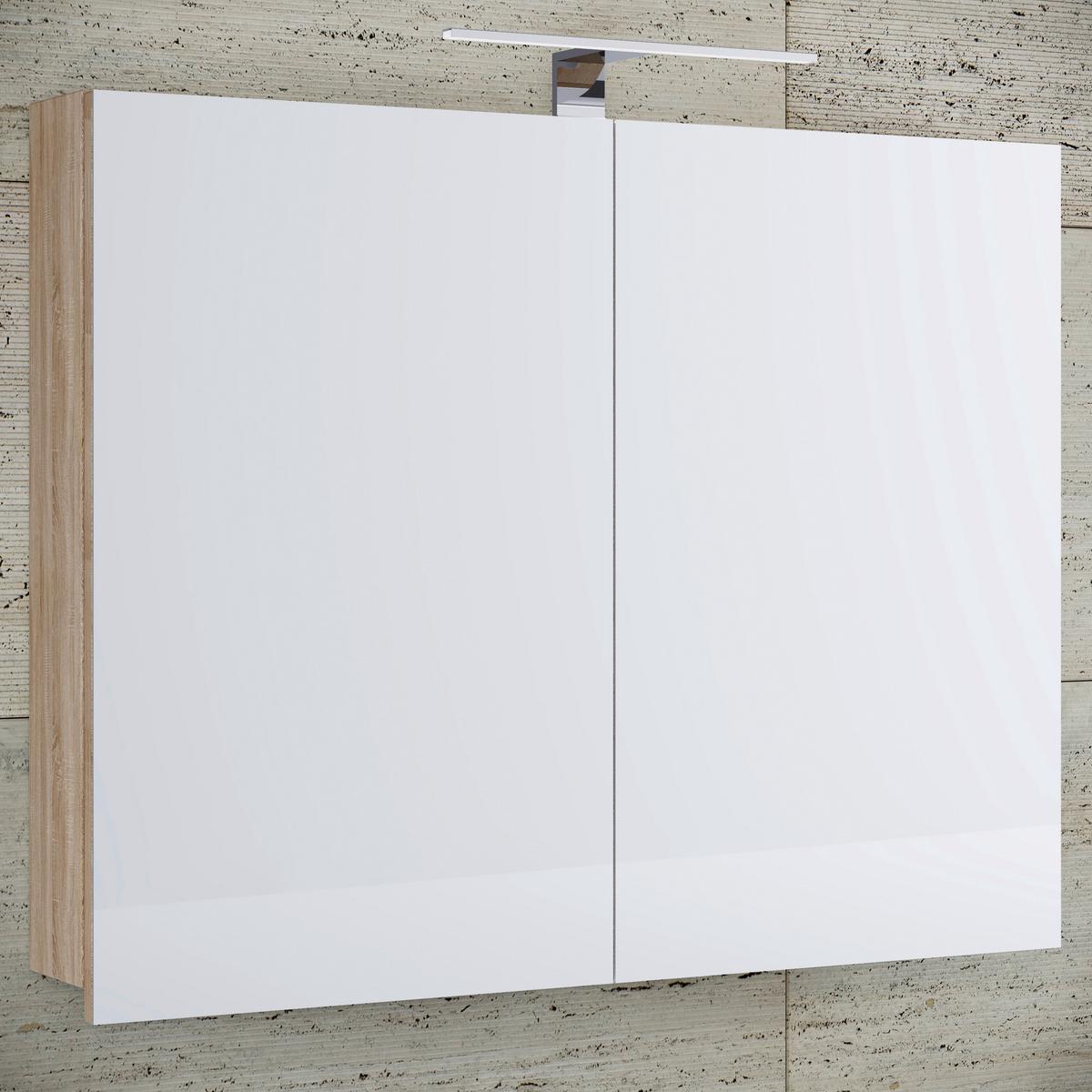 Spiegelschrank Badinos Sonoma Eiche B: 80 Cm - Sonoma Eiche, MODERN, Glas/Holzwerkstoff (80/59,2/12cm) - MID.YOU