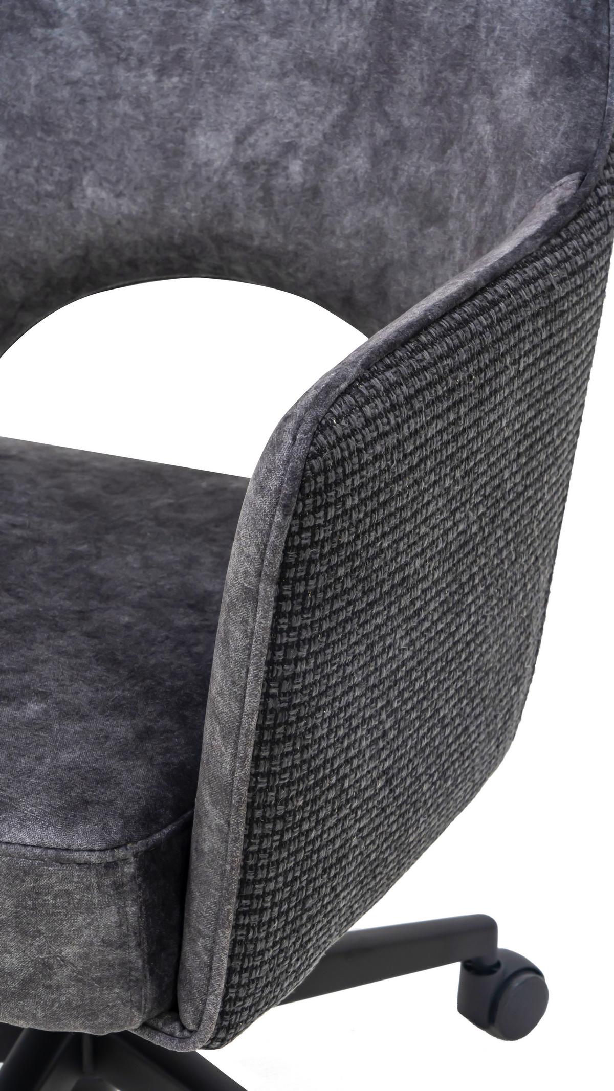 Otočná židle VALLETTA - černá/antracitová, Konvenční, kov/textil (63/82-88/61cm) - Premium Living