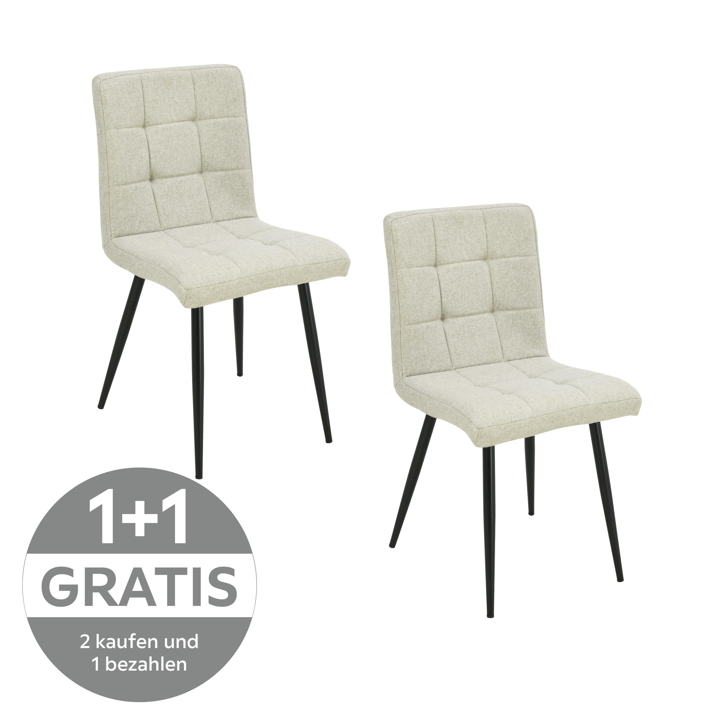Polsterstuhl Matteo Taupe Leinenoptik - Taupe/Schwarz, MODERN, Holz/Textil (43/83/55cm) - Ondega