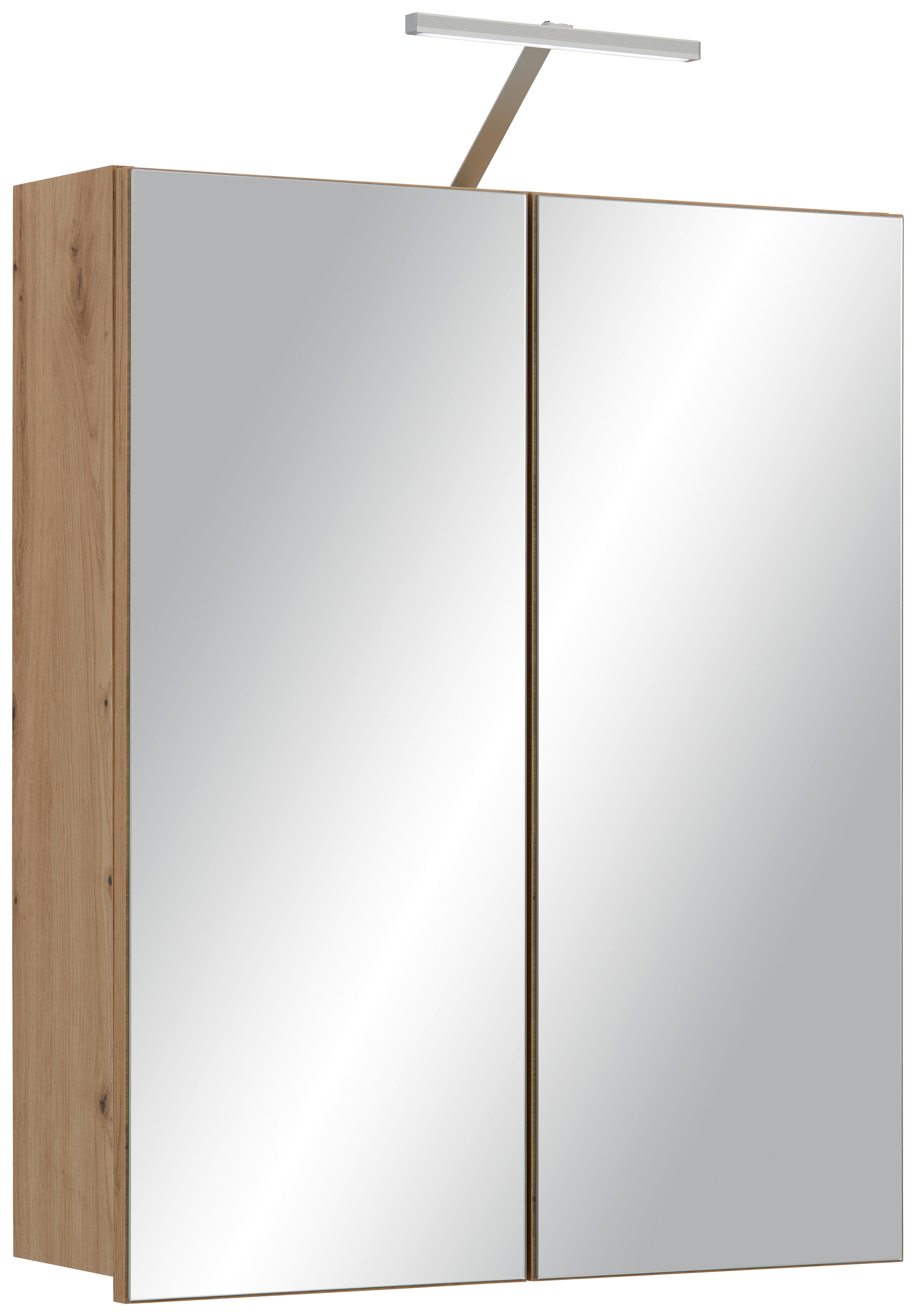 Tükrös Szekrény Calvi - tölgyfa színű, Modern, faalapú anyag/Üveg (60/73/17,5cm) - Mömax