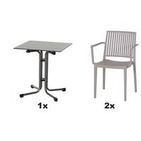 Gartengarnitur T20186 - Taupe/Anthrazit, Basics, Holzwerkstoff/Kunststoff (65/80/65cm) - Siena Garden