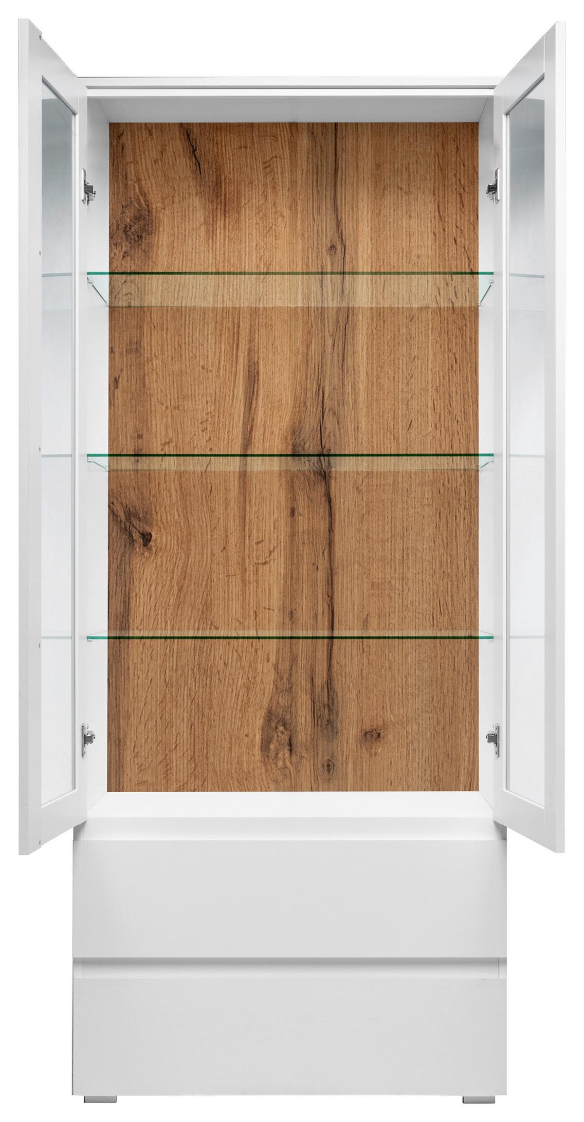 Vitrine Image B: 80 Cm Weiß - Silberfarben/Weiß, KONVENTIONELL, Glas/Holzwerkstoff (80/191/40cm) - MID.YOU