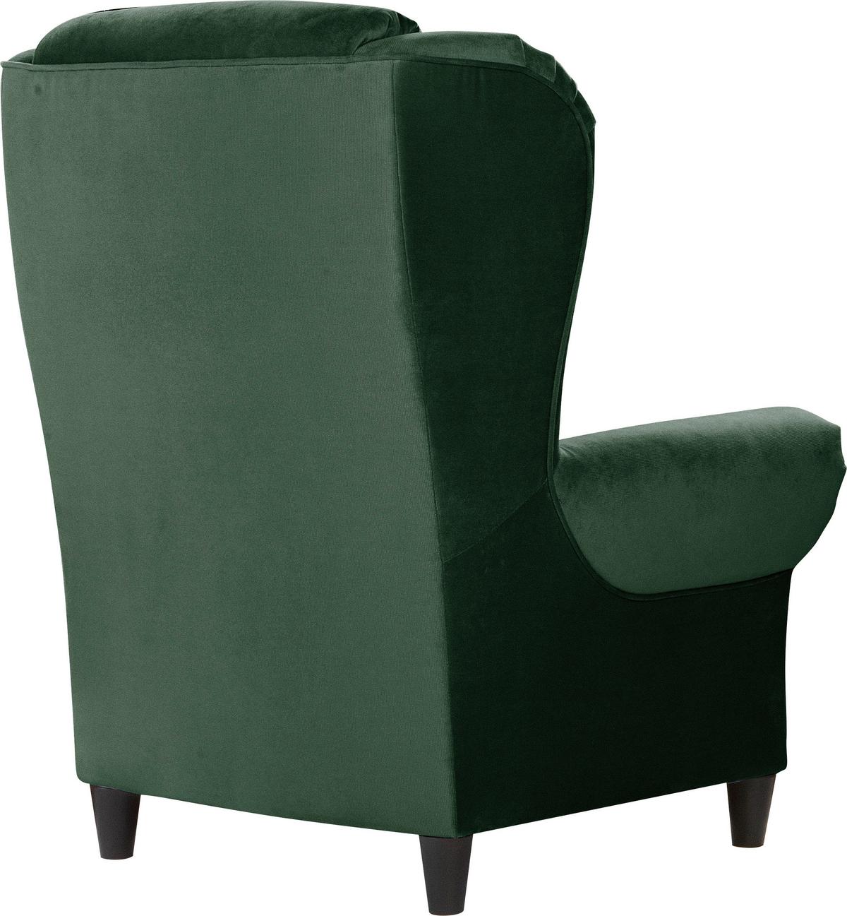 Ohrensessel Baron Dunkelgrün B: 94 Cm - Dunkelgrün/Schwarz, Design, Textil (94/112/92cm) - MID.YOU