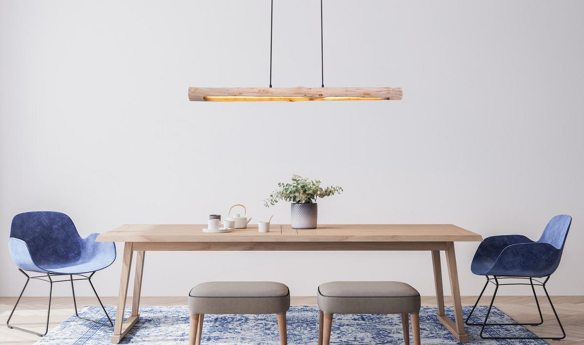 Hängeleuchte Mella H: 150 Cm 1-Flammig - Schwarz/Naturfarben, Basics, Holz/Metall (120/7/150cm) - Globo
