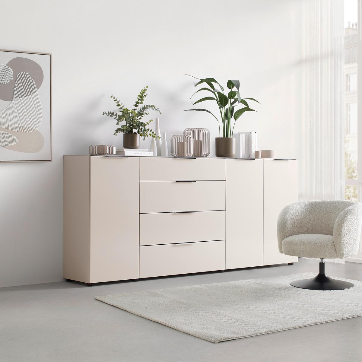 Široká komoda Siena SIENA -EXKLUSIV- - černá/kašmírová, Moderní, kov/kompozitní dřevo (226/99/40cm) - Mömax