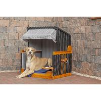 Hundebett Hundestrandkorb Pe - Schwarz/Grau, Basics, Holz/Kunststoff (75/95/6cm) - Gardenson