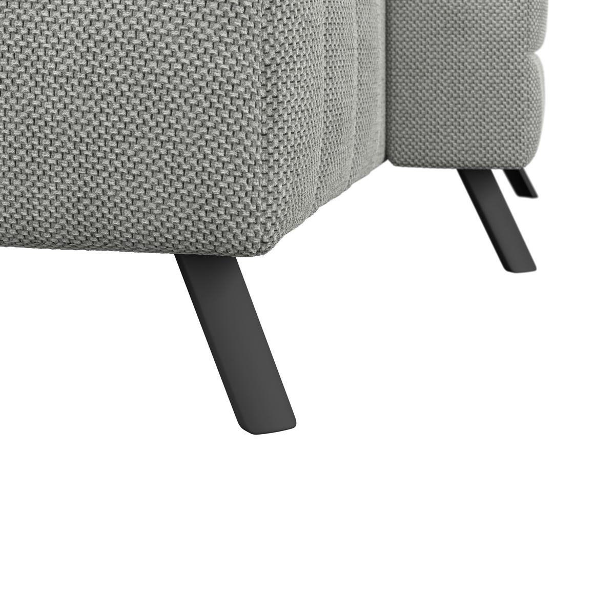 Ecksofa Milano Microfaser hellgrau, B: 256 cm - Hellgrau/Schwarz, MODERN, Holz/Textil (256/178cm) - Luca Bessoni