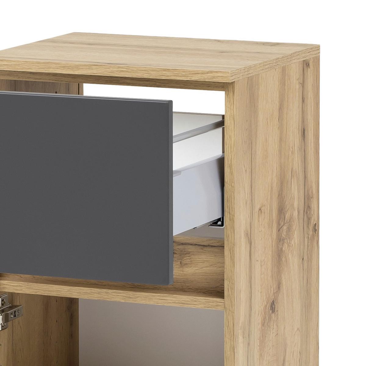 Unterschrank Kopenhagen B: 40 cm Grau/Eiche Dekor - Eichefarben/Silberfarben, KONVENTIONELL, Holzwerkstoff (40/79/35cm) - Held