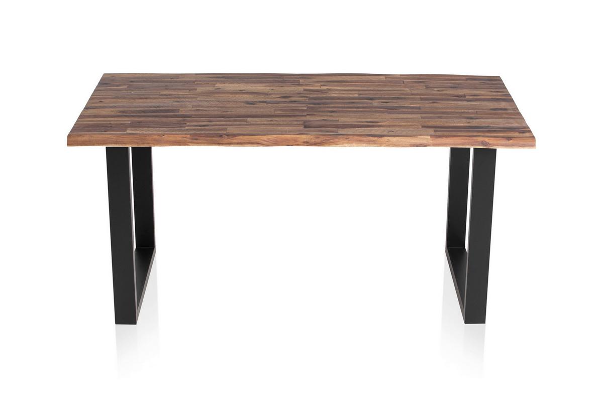 Esstisch Akazie Massiv/schwarz 140x80 - Schwarz/Naturfarben, MODERN, Holz/Metall (140/80/75cm) - Livetastic