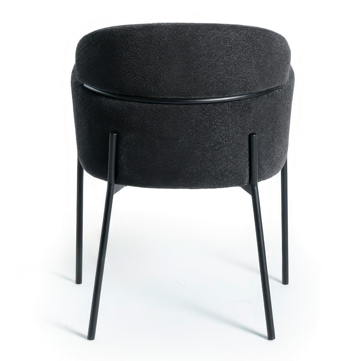 Židle s područkami Chloe, černé, čalouněné - černá, Moderní, kov/textil (62/79/59,5cm) - Bessagi Home