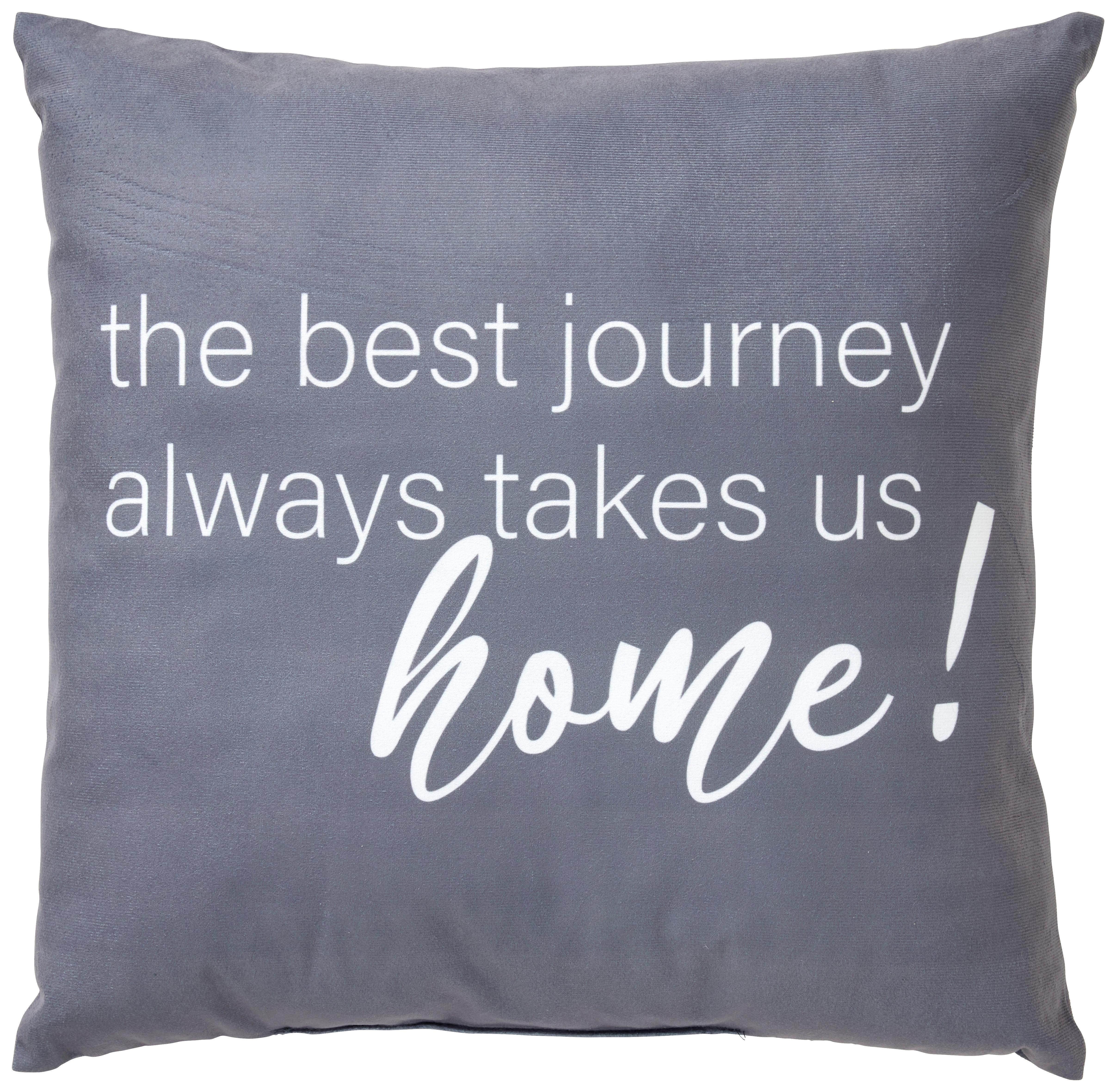 Dekoračný vankúš Spruche, 45/45cm, tmavosivá - sivá, textil (45/45cm) - Modern Living