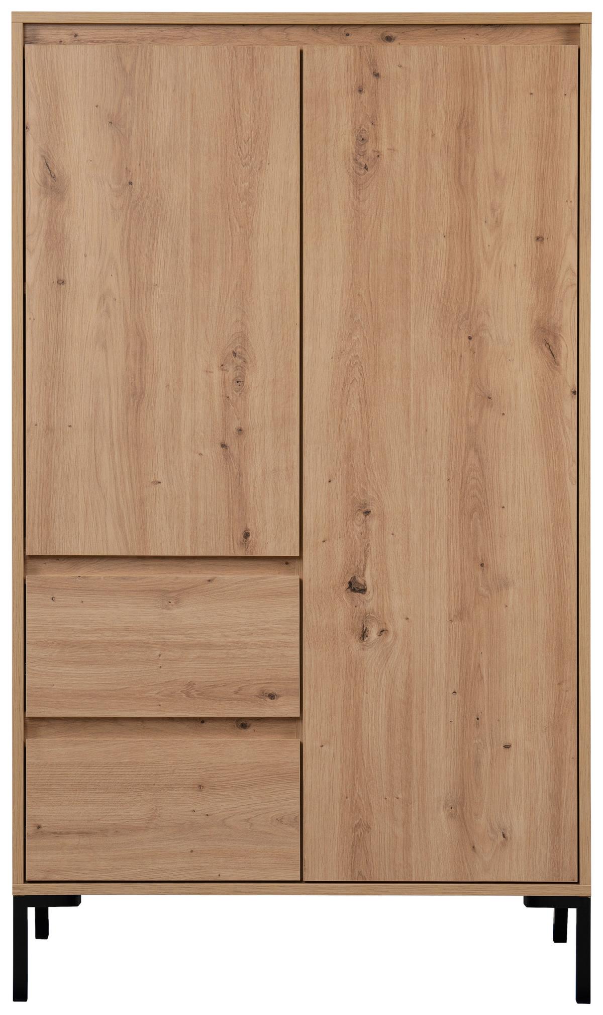 Highboard 81cm Korsika Eiche Artisan Dekor - Schwarz/Eiche Artisan, Design, Holzwerkstoff (81/139/40cm) - MID.YOU