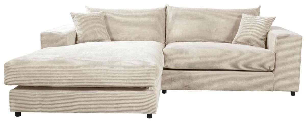 Ecksofa Funny S Links, Creme Schenkel: 180x265 Cm - Creme/Schwarz, Basics, Textil (180/265cm) - Livetastic