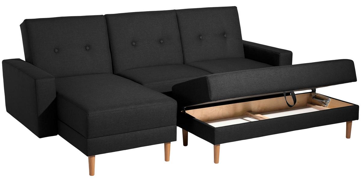 Eckschlafsofa Just Cool - Erlefarben/Schwarz, Design, Textil (230/93/152cm) - Max Winzer