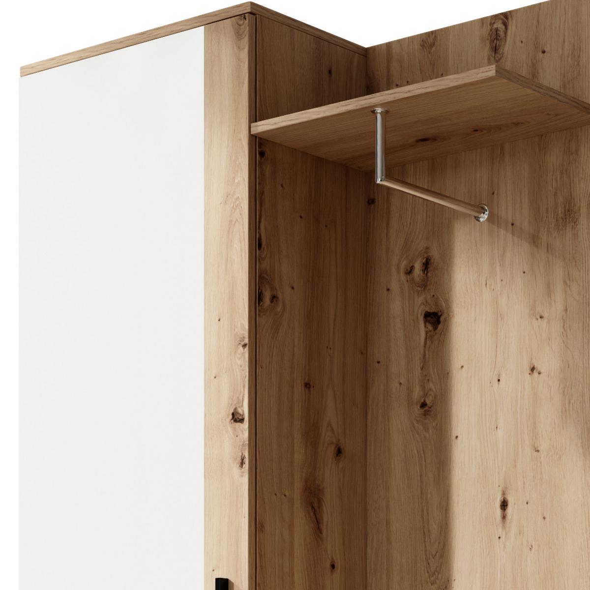 Garderobe Trio Eiche Dekor / Weiß B: 145 cm Mit Spiegel - Eichefarben/Weiß, Basics, Holzwerkstoff (145/184/29cm)