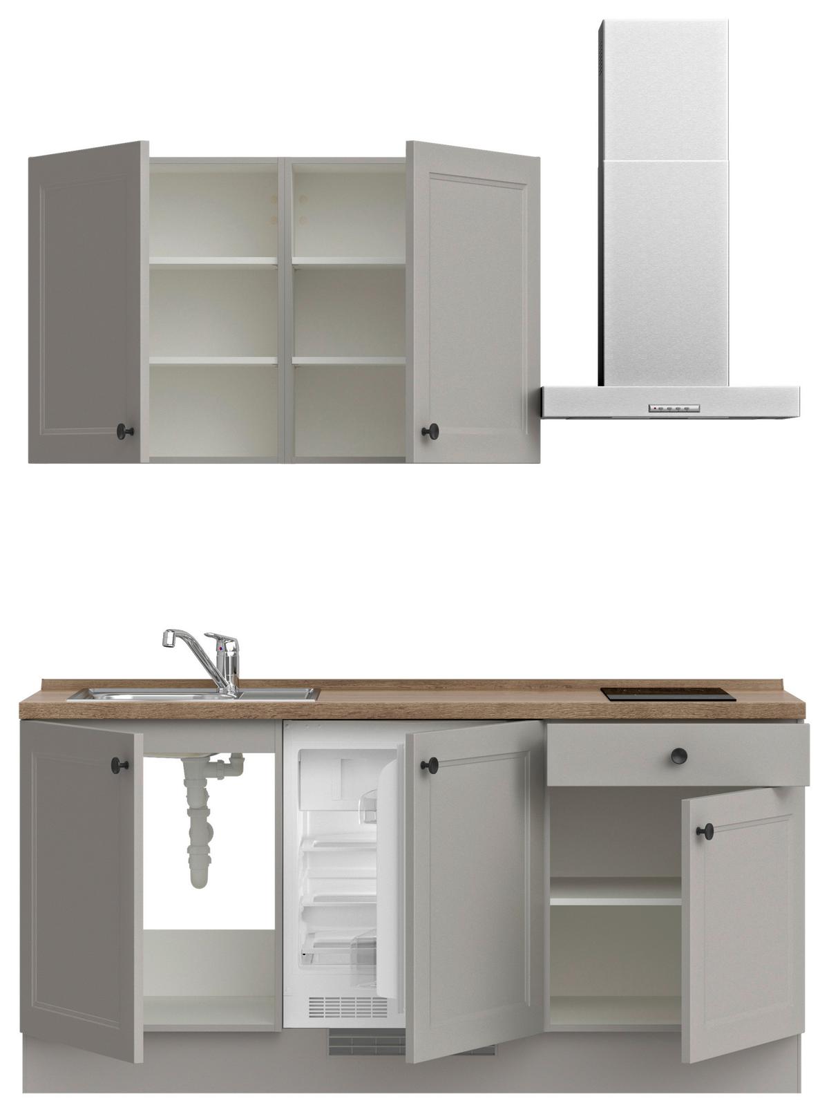 Kuchyňská linka 180 cm, kamenná sivá - šedá/černá, Moderní, kov/kompozitní dřevo (180cm) - Nobilia