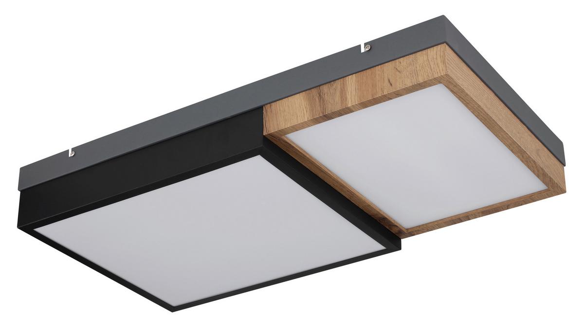 Led Mennyezeti Lámpa 67286-30 - fekete/opál, Natur, műanyag/faalapú anyag (65/35/9cm) - Globo