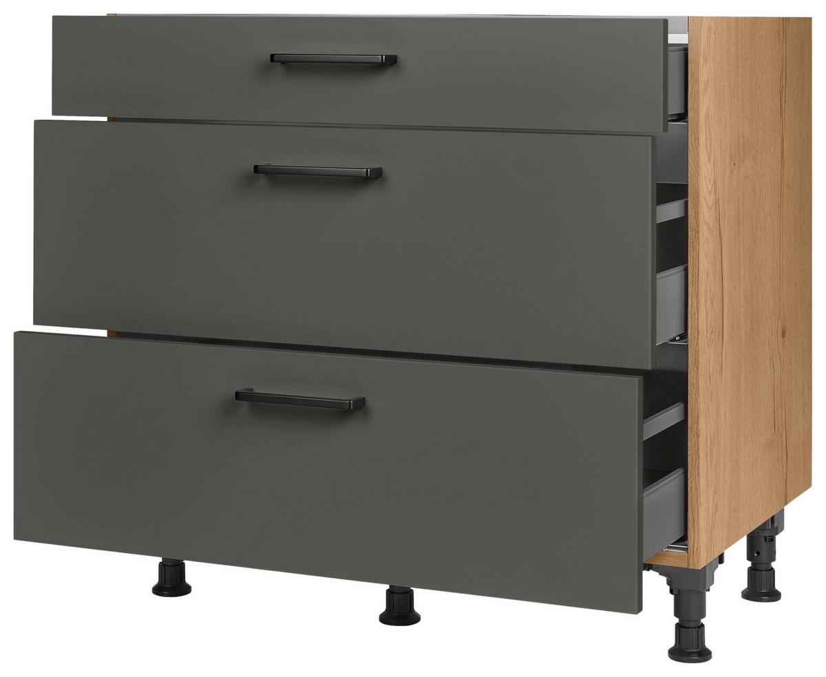 Kochfeldumbauschrank Easytouch - Eichefarben/Grün, MODERN, Holzwerkstoff (90,0/87,0/56,0cm) - Nobilia