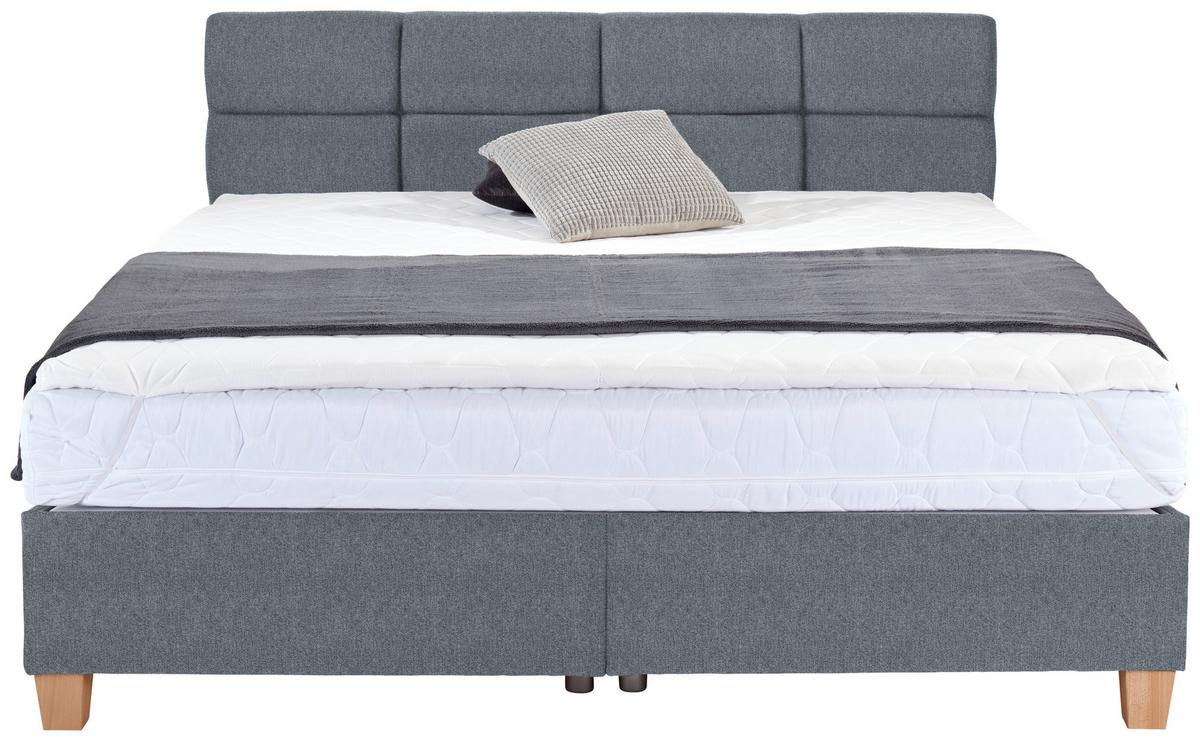 Polsterbett Mit Bettkasten 160x200 Bellagio Grau - Buchefarben/Weiß, KONVENTIONELL, Holz/Textil (160/200cm)