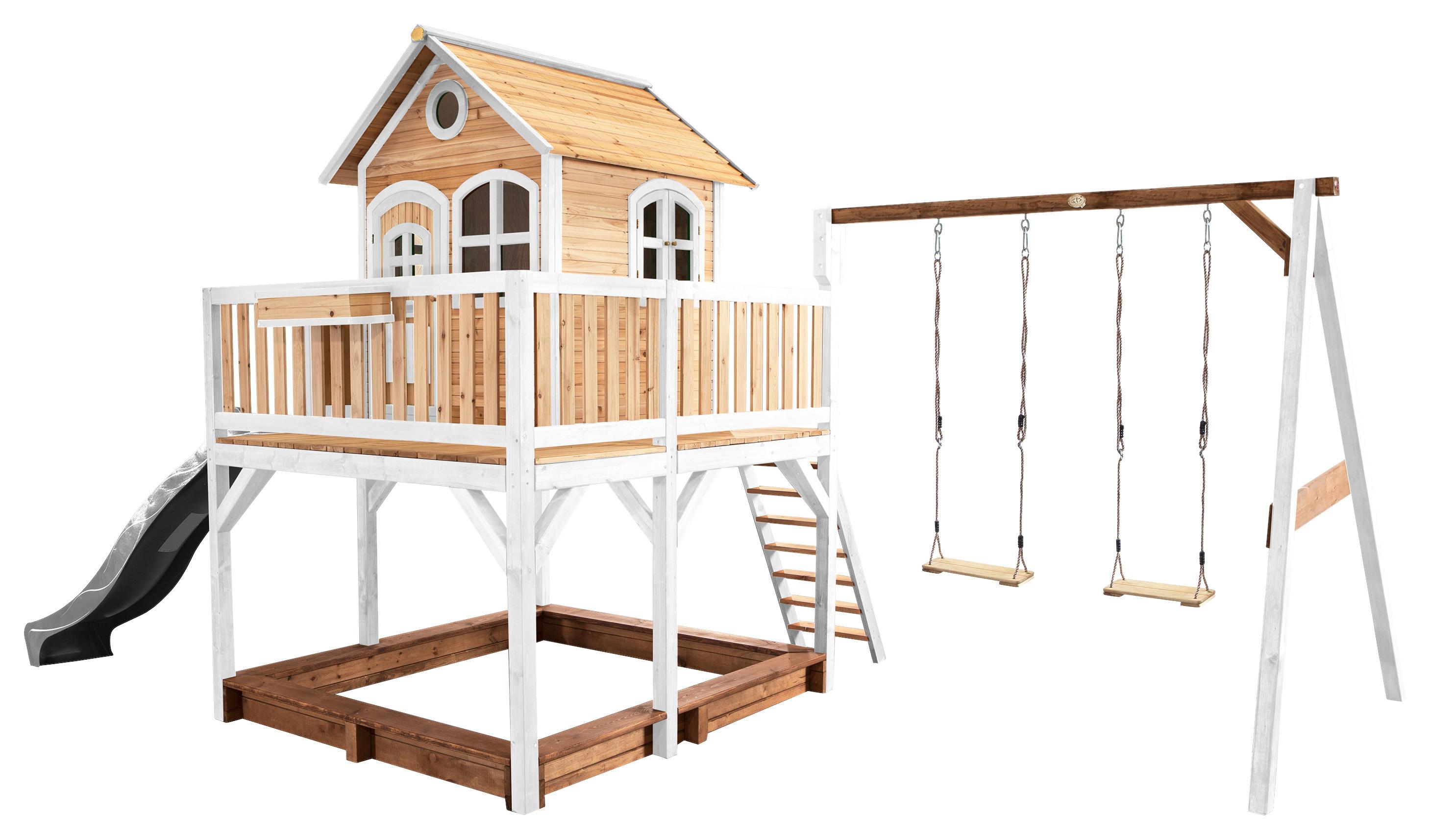 Spielturm A030.153.81 - Braun/Weiß, KONVENTIONELL, Holz (613/291/277cm) - Ambia Garden