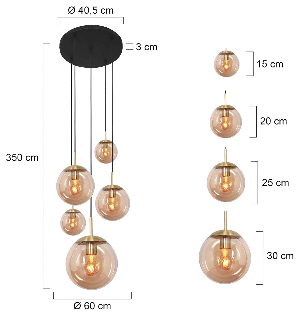 Deckenleuchte Bollique - Schwarz, Trend, Glas/Metall (60/115-373/60cm)