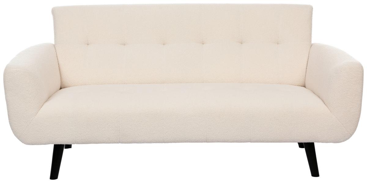 Ecksofa Stockholm Teddy Weiß, B: 183 cm - Schwarz/Weiß, MODERN, Holz/Textil (183/82/82cm)