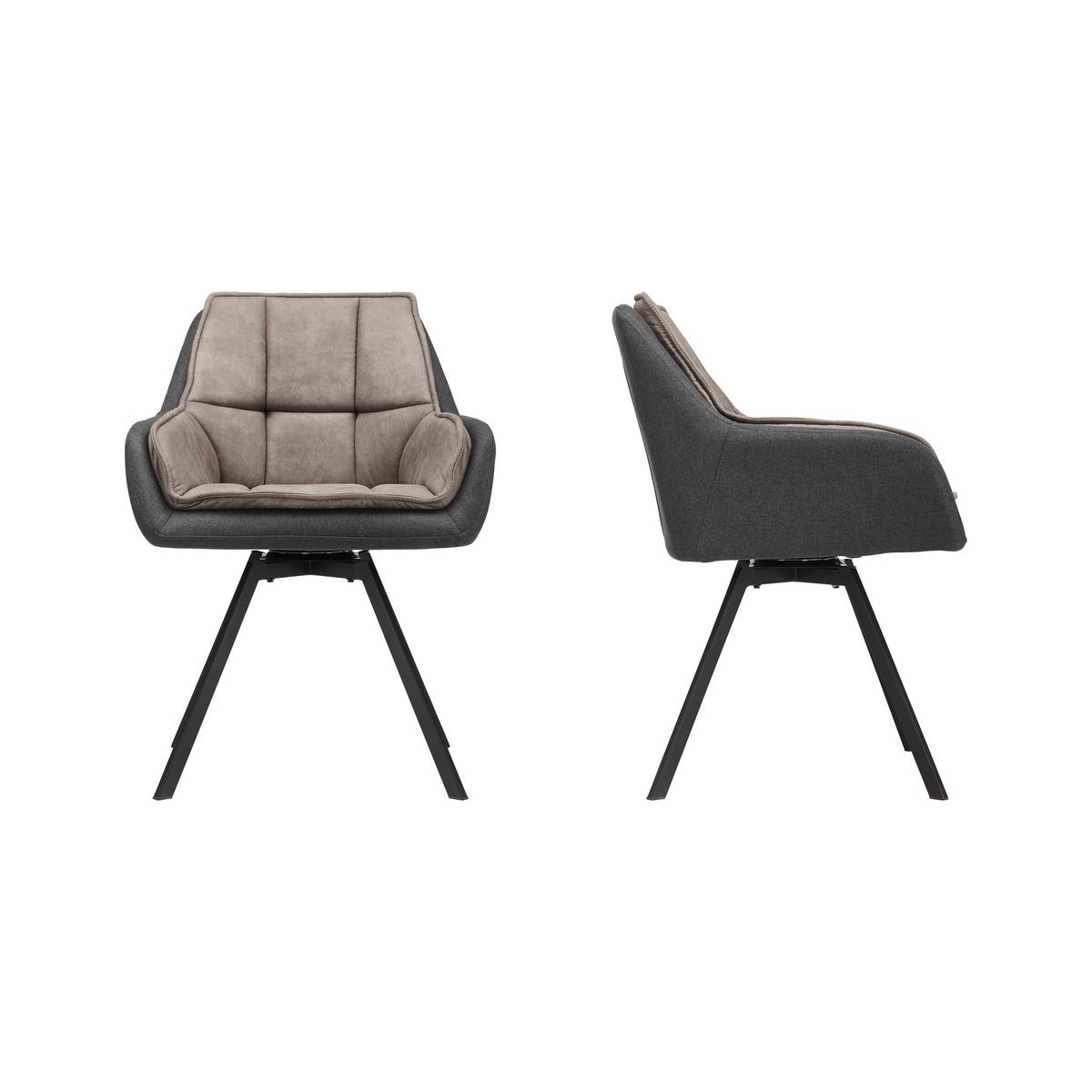 Stolička s podrúčkami BILLY tmavosivá - čierna/sivá, Modern, kov/textil (62/85/62cm) - P & B