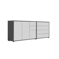Sideboard Mailand Anthrazit/weiß B: 184,5cm - Anthrazit/Schwarz, MODERN, Holzwerkstoff (184,5/73/33cm) - MID.YOU