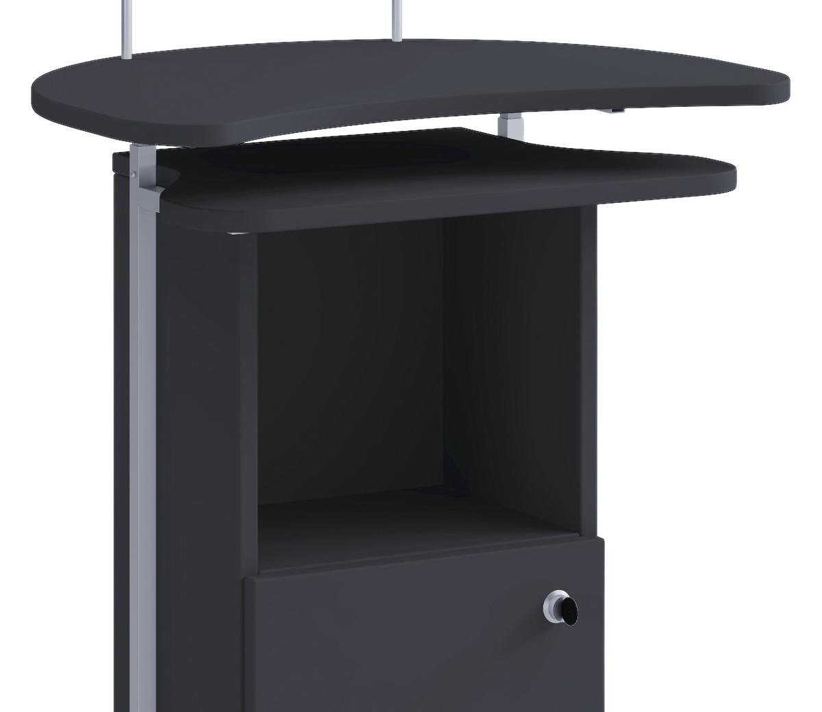 Stehpult mit Stauraum + Rollen B 56cm H 93cm Komil, Schwarz - Schwarz, Basics, Holzwerkstoff (56/41/93cm) - MID.YOU