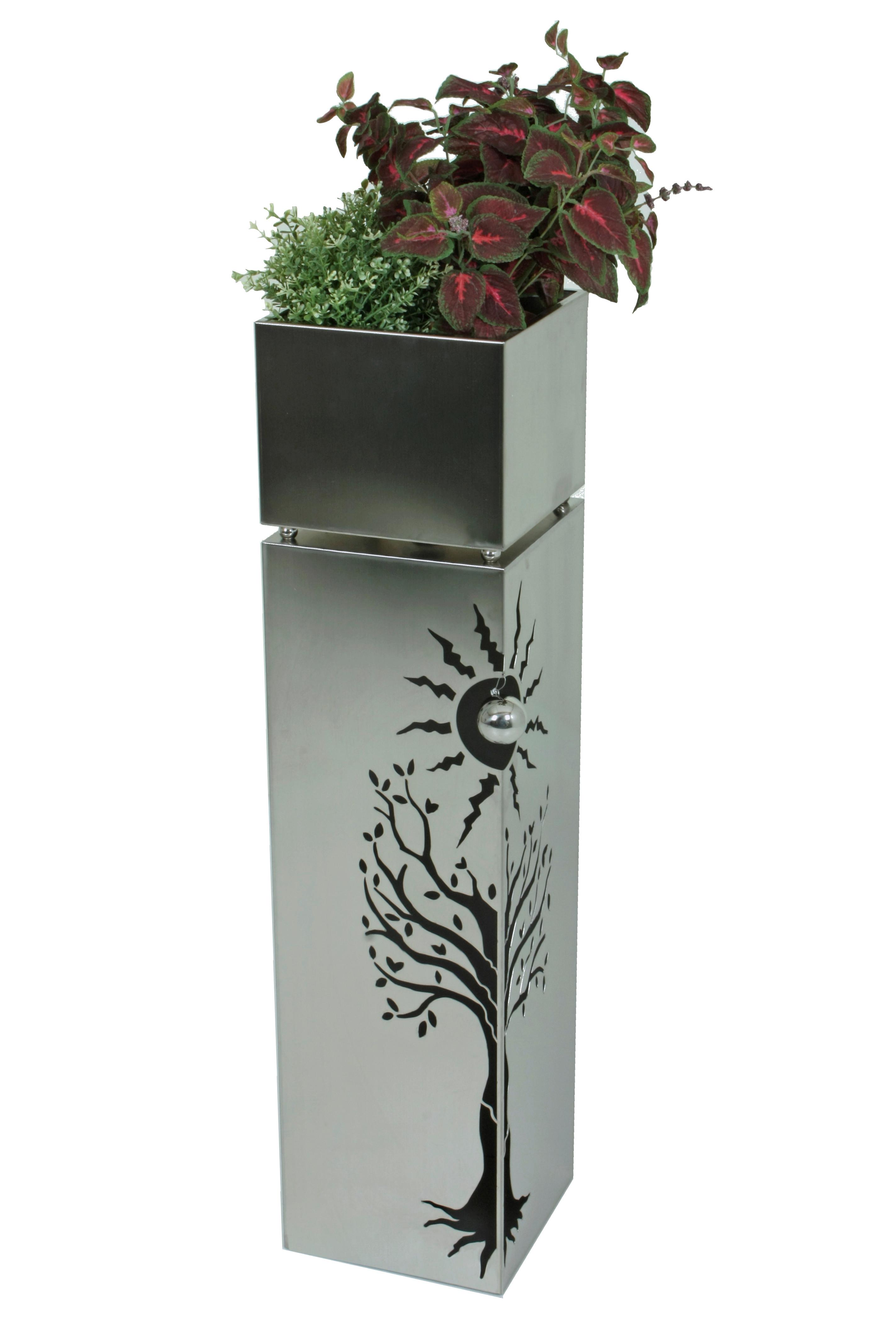 Blumensäule Edelstahl Silberfarben Buche - Silberfarben, Basics, Metall (25/102/25cm)