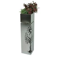 Blumensäule Edelstahl Silberfarben Buche - Silberfarben, Basics, Metall (25/102/25cm)