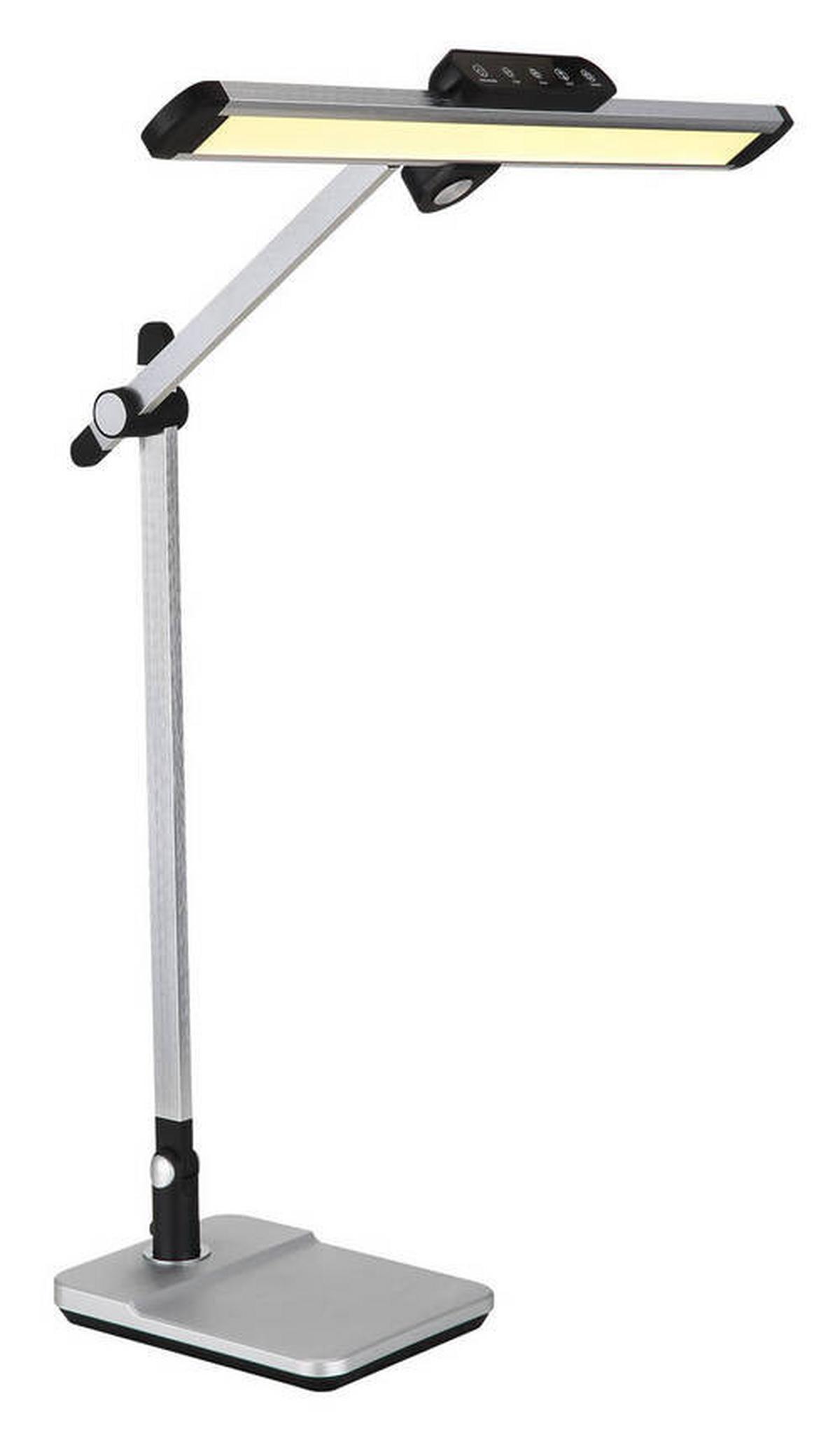 LED-Schreibtischleuchte 58453 - Silberfarben/Schwarz, Design, Kunststoff/Metall (36,8/50/61,2cm) - Globo