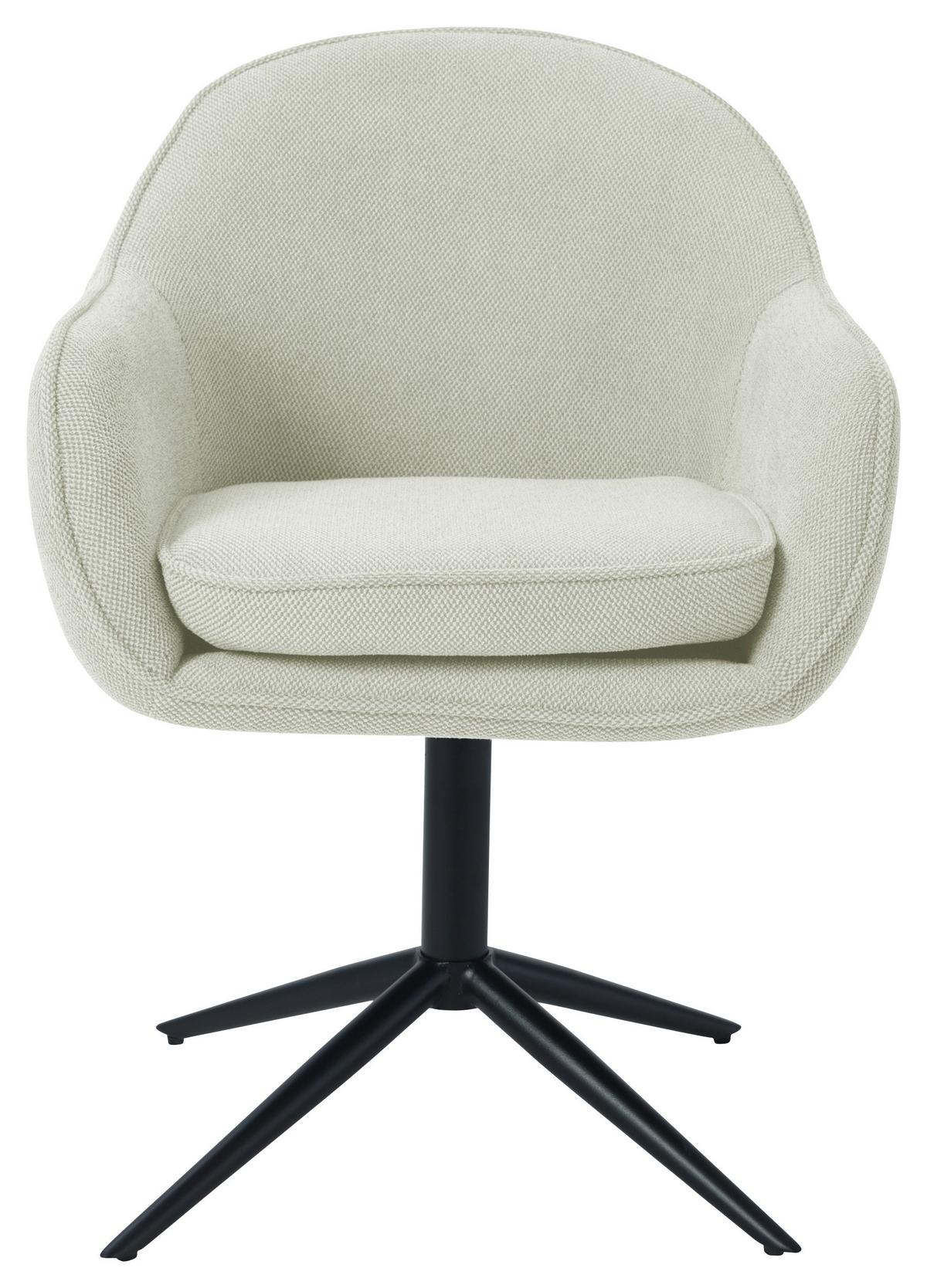 Armlehnstuhl Amara Leinenoptik Beige, B: 60 cm - Beige/Schwarz, KONVENTIONELL, Holz/Textil (60/81/62cm) - MID.YOU