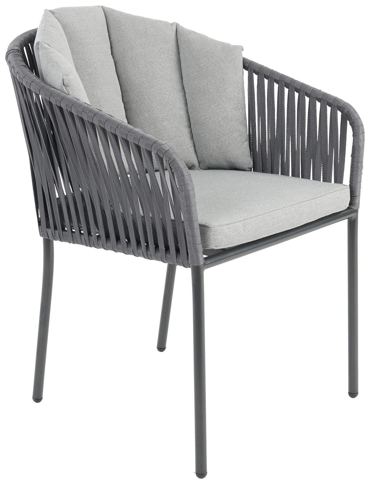 Gartensessel Zoe Metal / Kunststoff / Textil - Schwarz/Grau, MODERN, Kunststoff/Textil (59/77,5/61cm) - Beldano