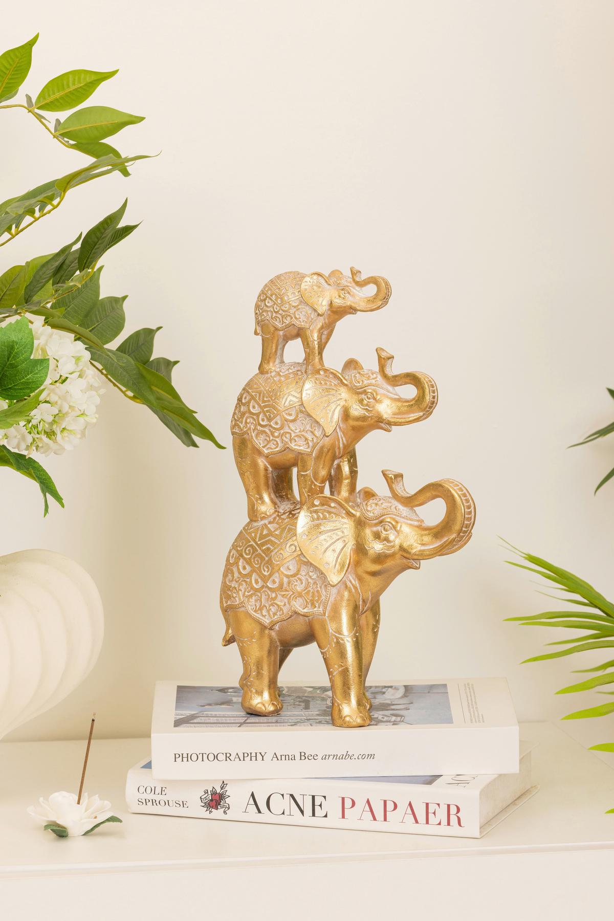 Dekoelefant Dilara - Goldfarben, KONVENTIONELL, Kunststoff (20/7,5/31cm) - Luca Bessoni