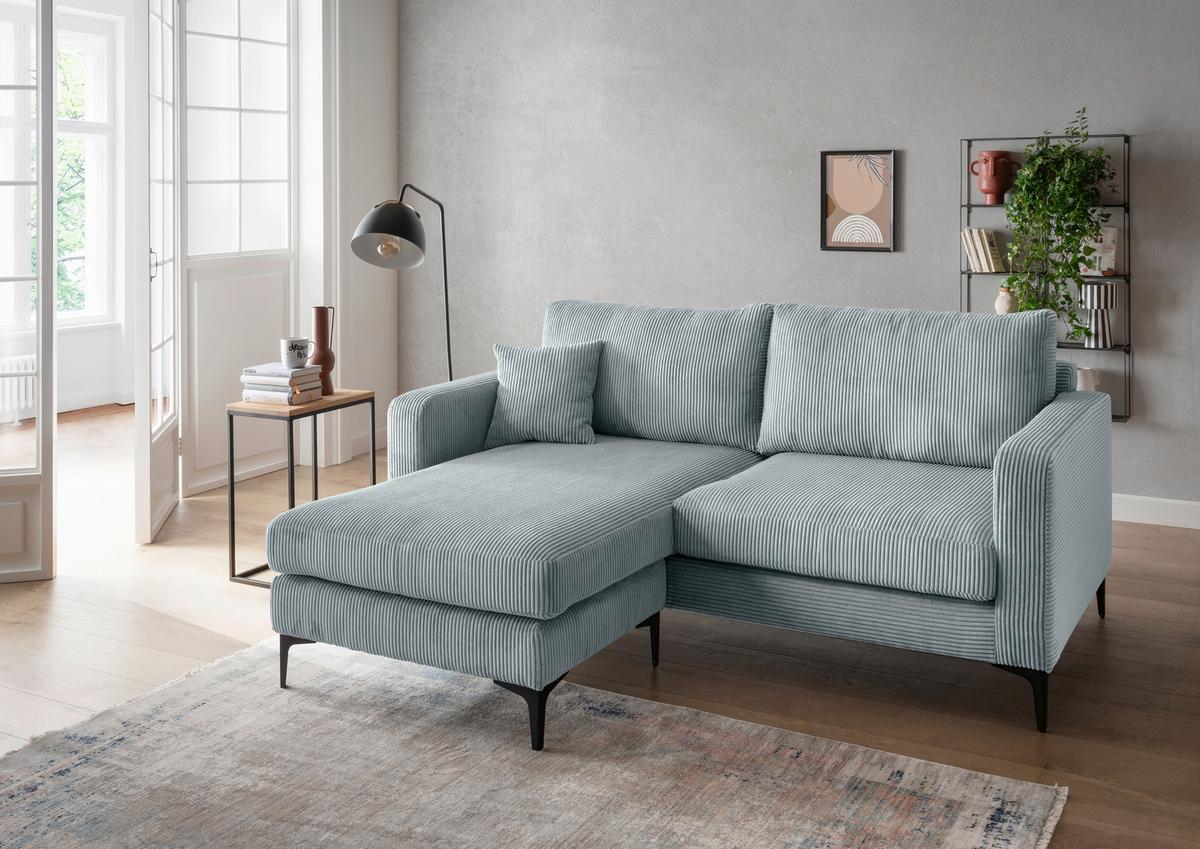 Ecksofa Eliza Hellblau S: 204x153 cm - Schwarz/Hellblau, Basics, Textil (204/153cm) - Livetastic