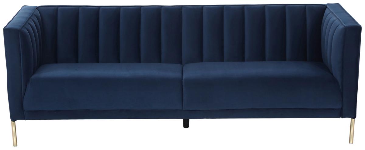3-sitzer-sofa Sono Blau Samt B: 204 Cm - Blau/Goldfarben, Design, Textil (204/75/85cm) - Livetastic