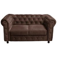 Chesterfield-Sofa Cardiff 168 - Wengefarben/Braun, Basics, Textil (168/80/90cm) - P & B