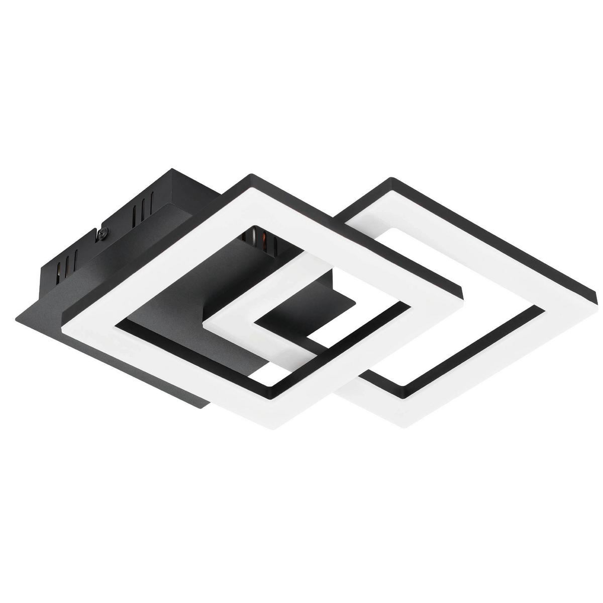 Deckenleuchte Paranday L: 47 cm Schwenkbar Quadratisch - Schwarz/Weiß, Design, Kunststoff/Metall (47/22,5/6cm) - Eglo