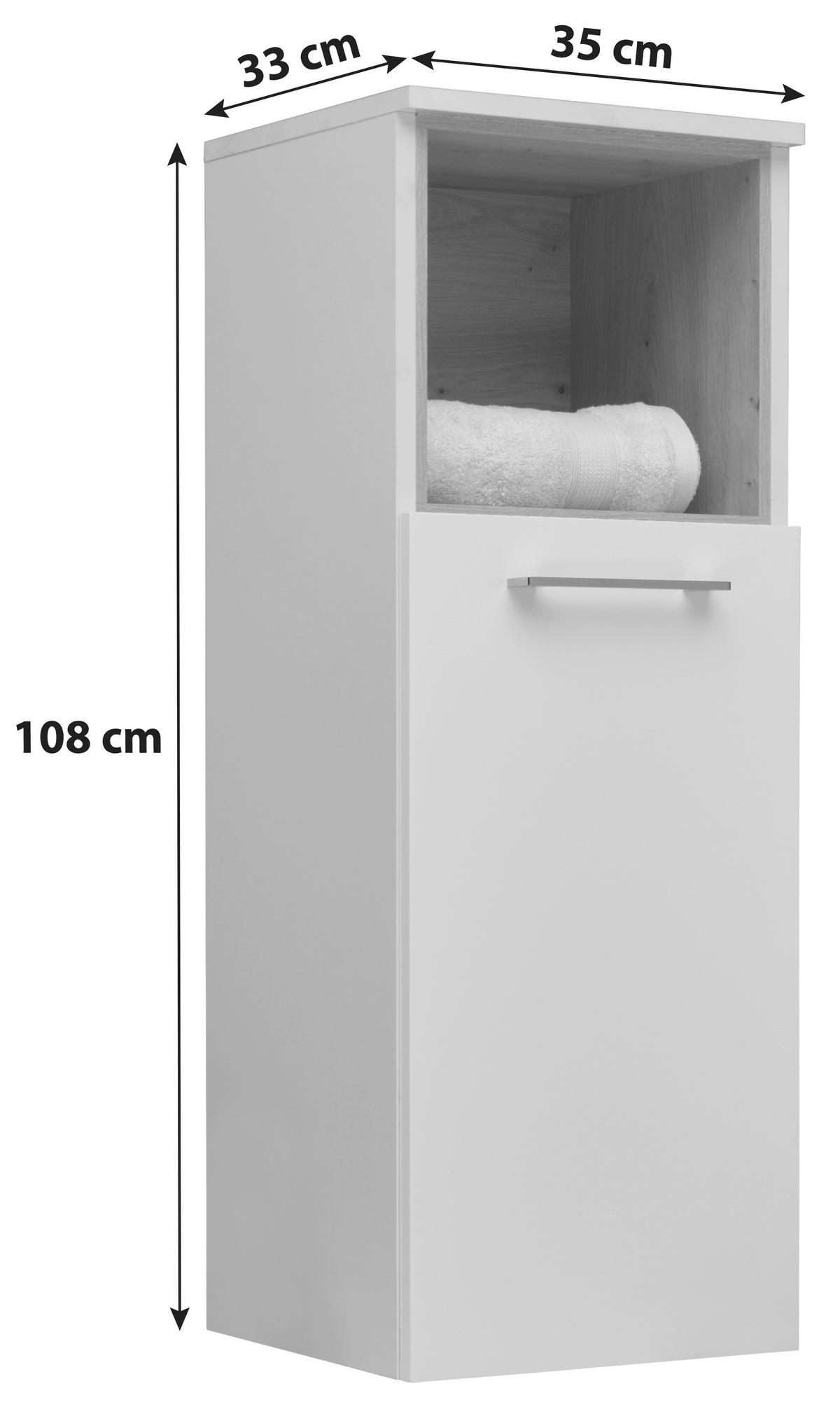 Alsószekrény Mura I - fehér, Modern, faalapú anyag (35/108/33cm)