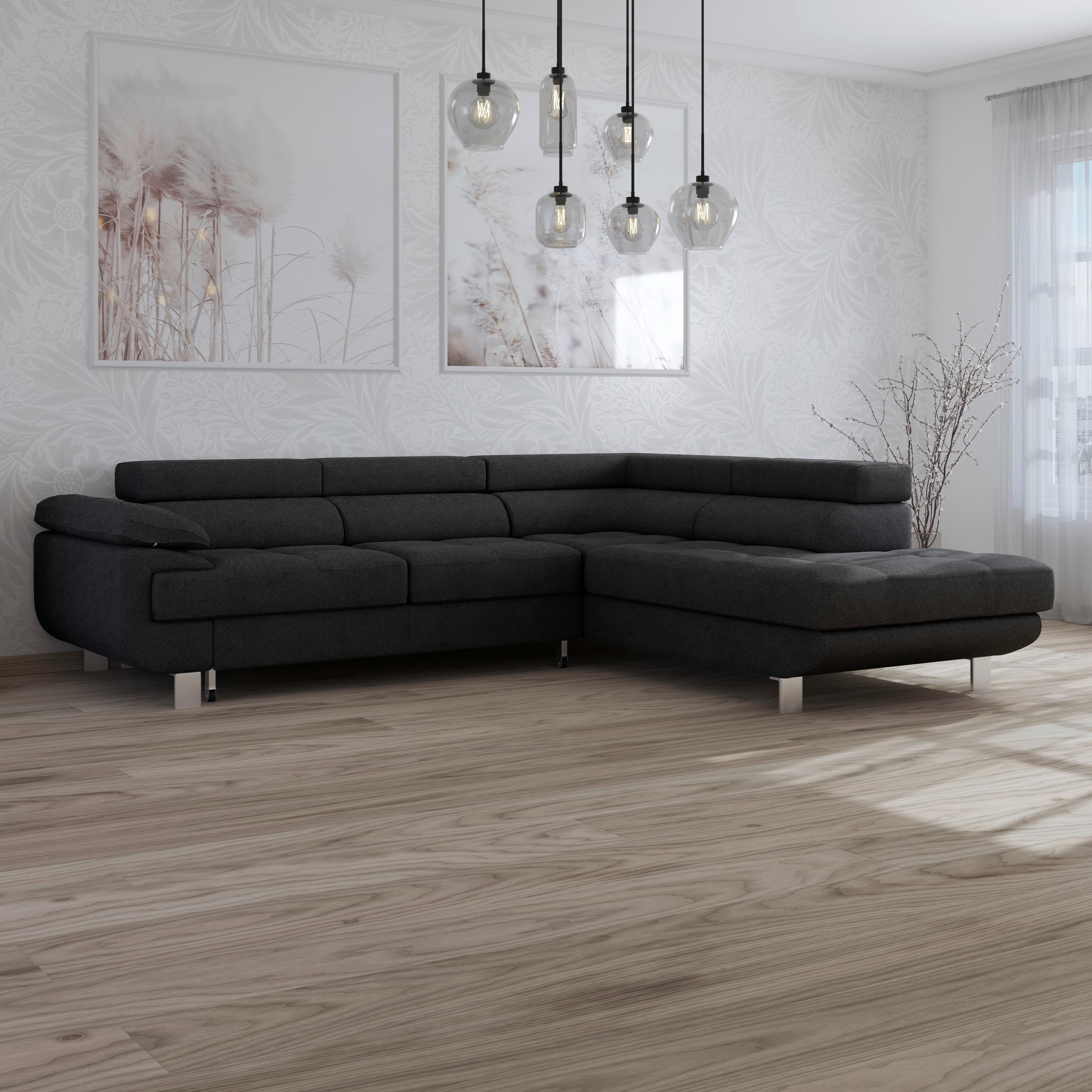 Ecksofa Mit Schlaffunktion Und Bettkasten Blaugrau - Graphitfarben, MODERN, Textil (270/230cm) - Ondega