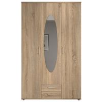 Drehtürenschrank Mit Spiegel 159cmpaul,eiche Sonoma 3-Türig - Sonoma Eiche, Basics, Glas/Holzwerkstoff (159/195/55cm)