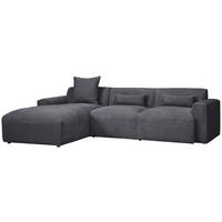Ecksofa mit Zierkissen Pearl Graphitfarben 196x303 cm - Schwarz/Graphitfarben, Design, Textil (196/303cm) - Livetastic