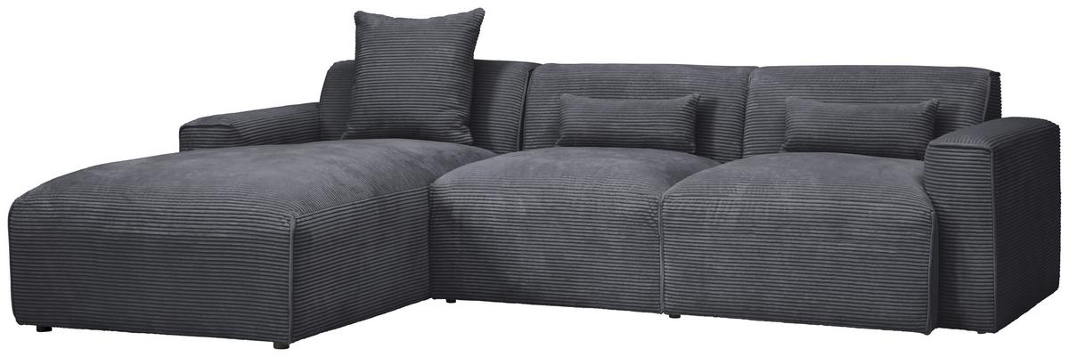 Ecksofa mit Zierkissen Pearl Graphitfarben 196x303 cm - Schwarz/Graphitfarben, Design, Textil (196/303cm) - Livetastic