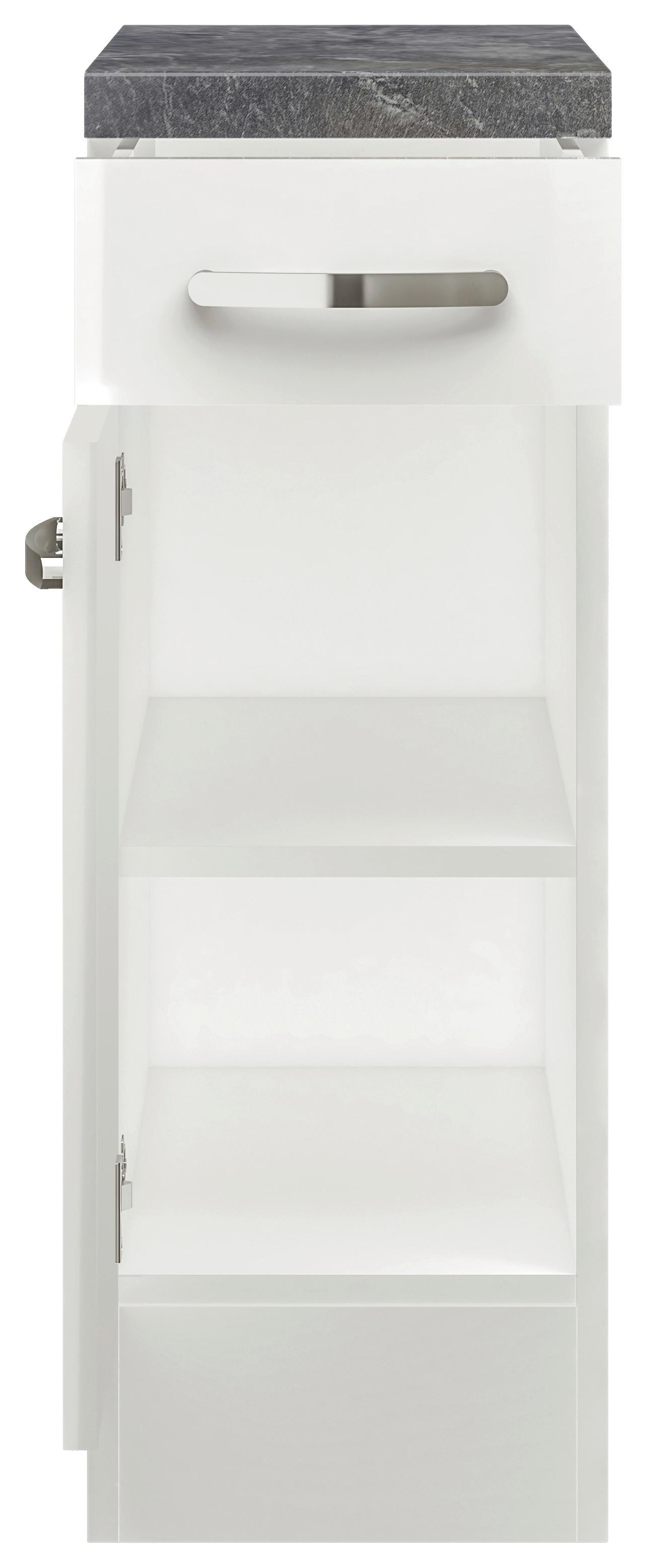 Alsószekrény Alba - magasfényű fehér/fehér, Modern, faalapú anyag (30/86/60cm)