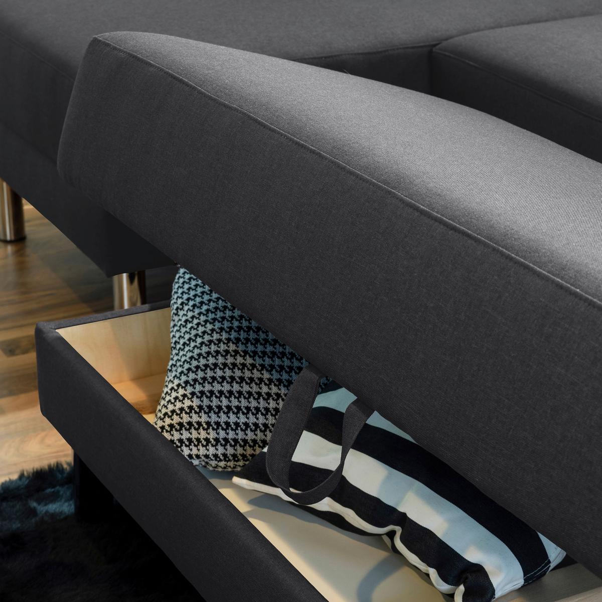 Ecksofa mit Schlaffunktion Just Fashion Graphitfarben - Chromfarben/Graphitfarben, KONVENTIONELL, Textil (152/230cm) - Max Winzer